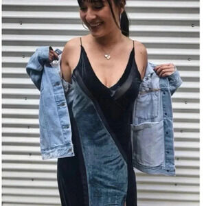 Urban Outfitters Neon Blonde Jean Jacket Light Wash Denim Distressed Blue Small